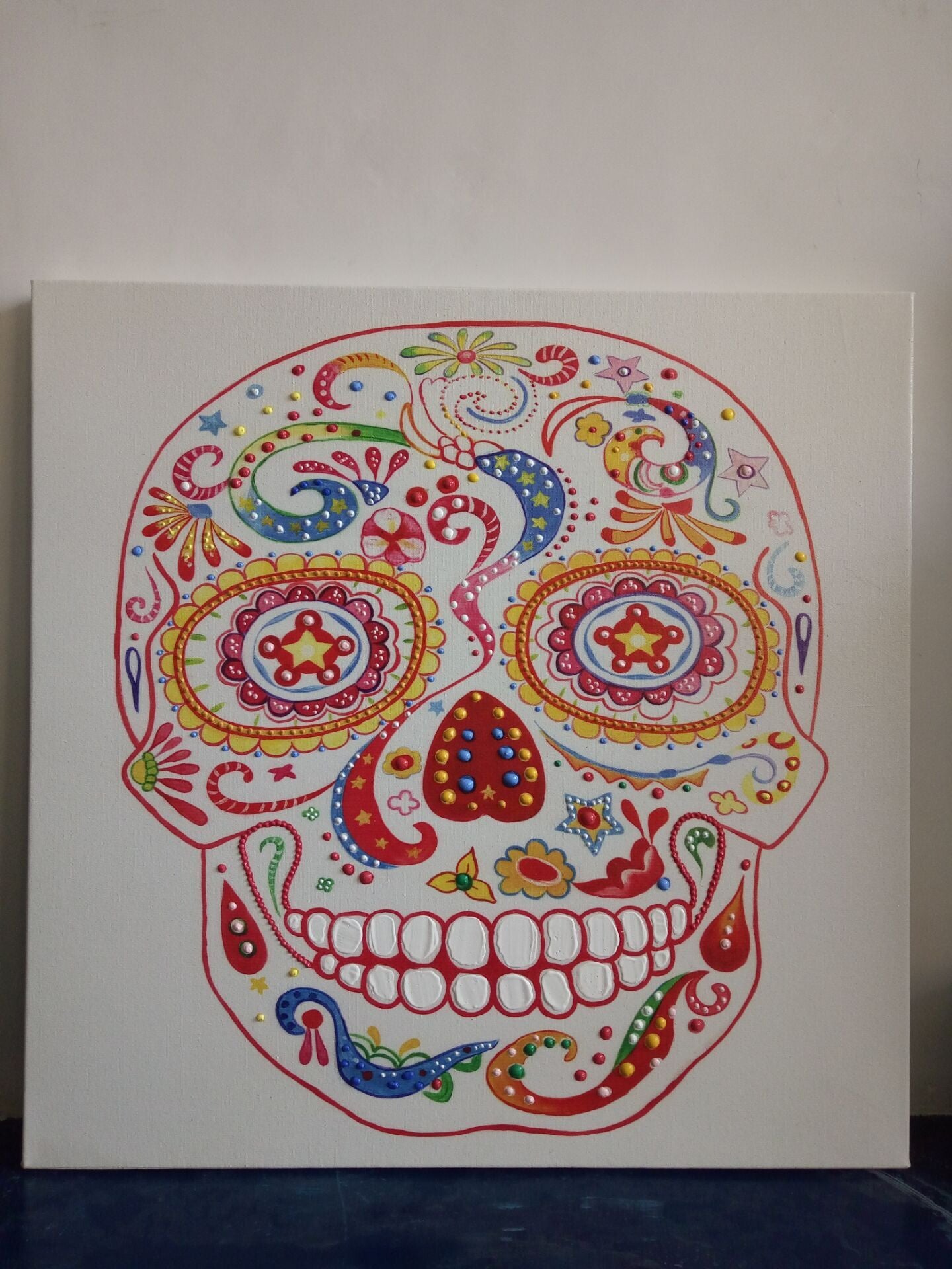 Handgemachtes Ölgemälde, Skulls Multi - 90cm x 90cm