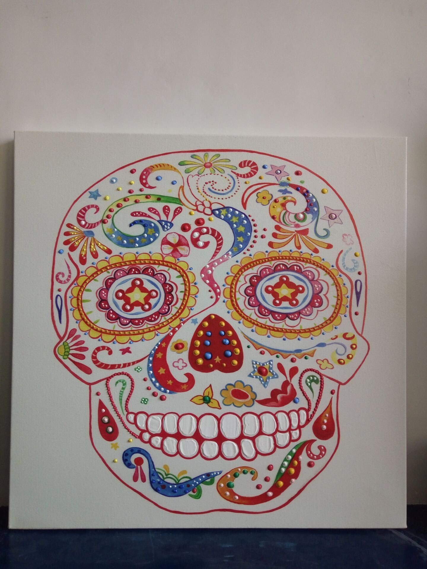 Handgemachtes Ölgemälde, Skulls Multi - 90cm x 90cm