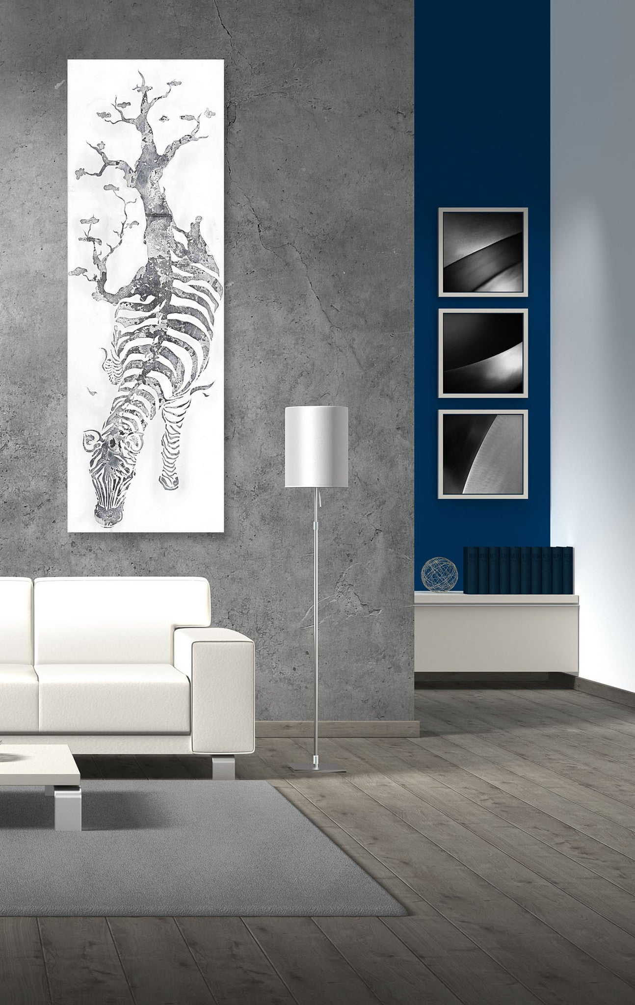 Ölgemälde auf Canvas, Zebra 150cm x 50cm